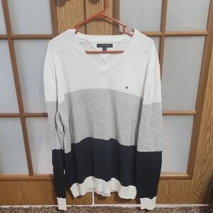 Tommy Hilfiger Mens Colorblock White, Grey, Navy, Sweater